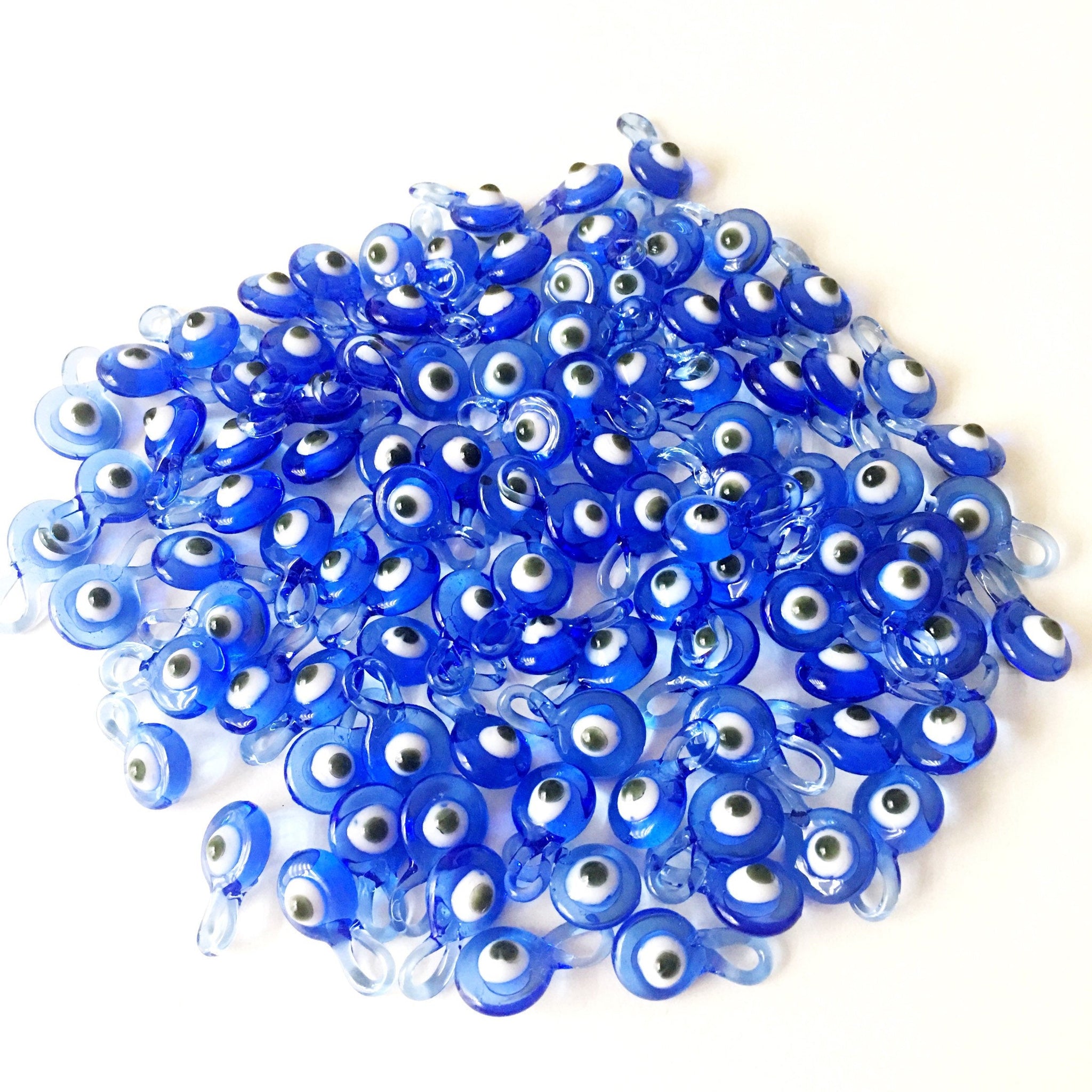 10 pcs Baby shower favors, evil eye charm, glass evil eye beads, blue