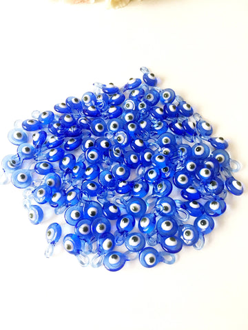 10 pcs Baby shower favors, evil eye charm, glass evil eye beads, blue