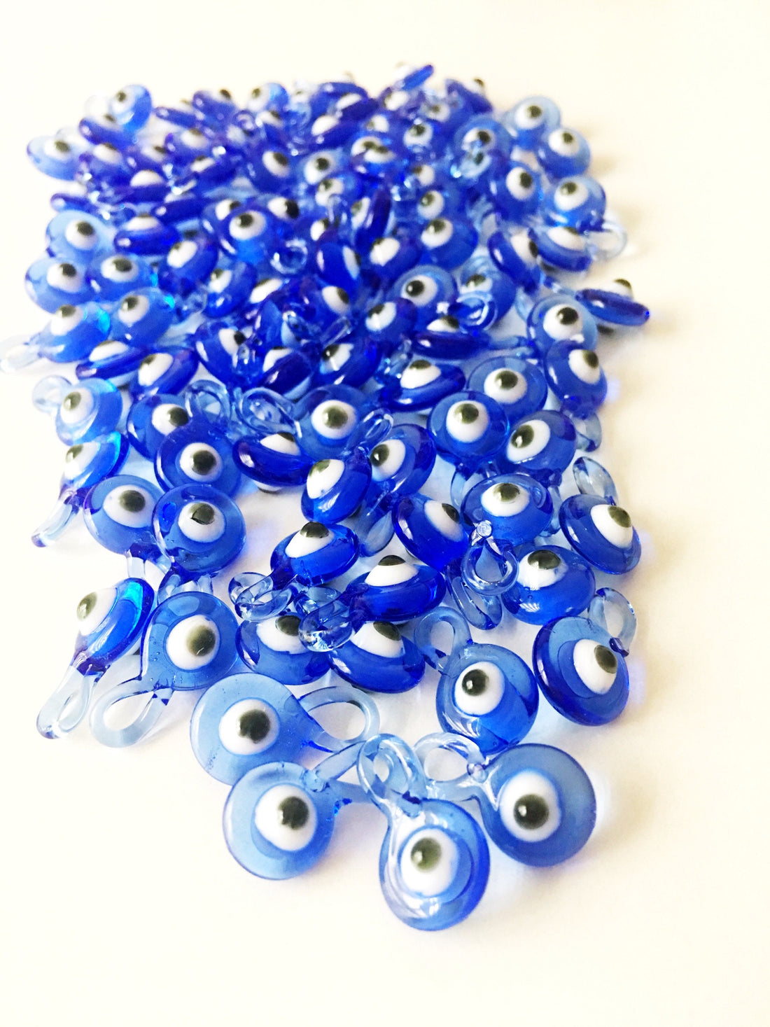 10 pcs Baby shower favors, evil eye charm, glass evil eye beads, blue