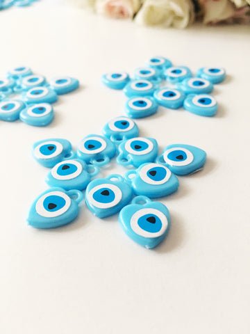 100 pcs Turquoise evil eye charm, blue evil eye resin beads, unique