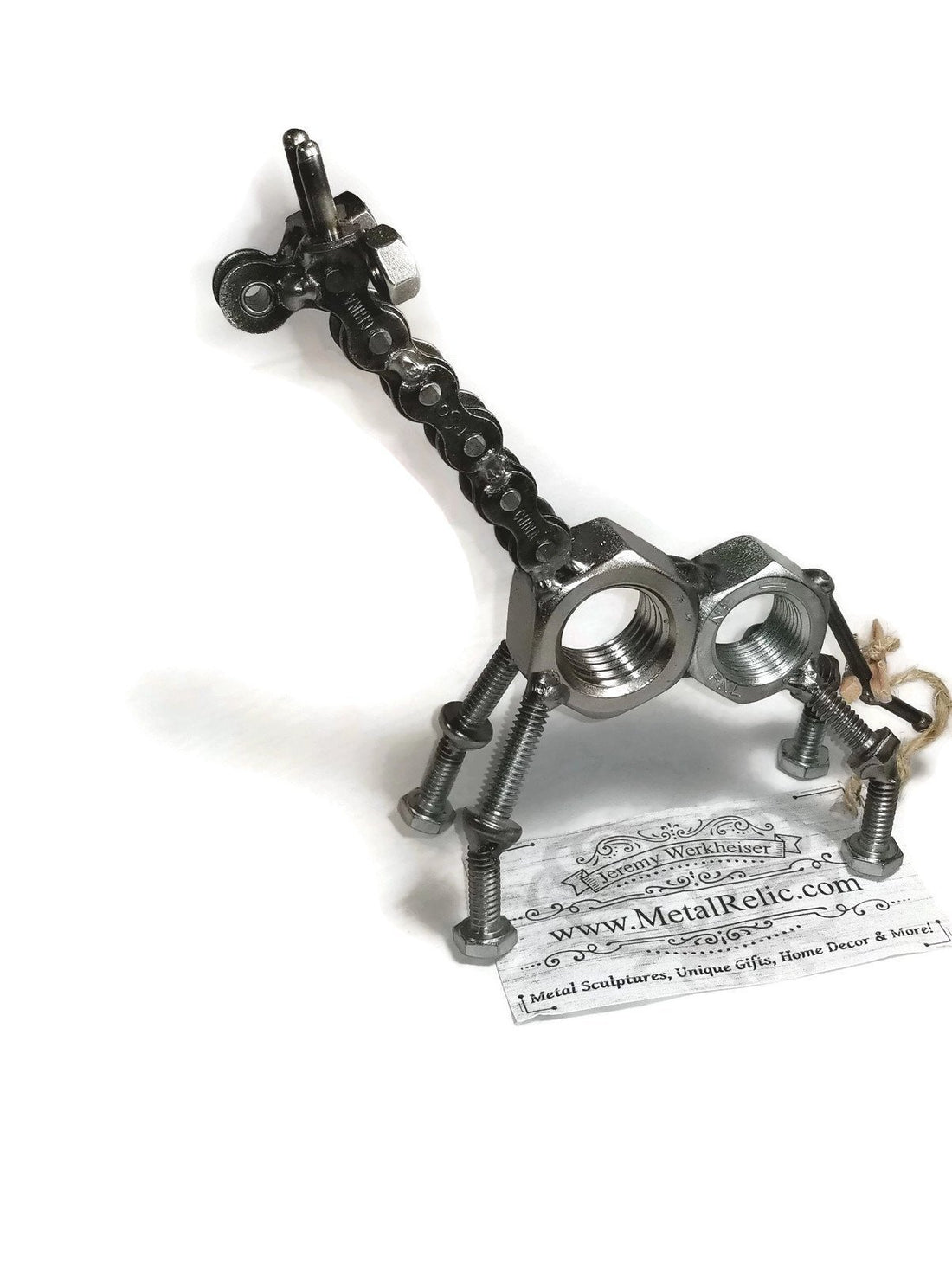 Scrap Metal Giraffe Figurine, Steel Giraffe, Nuts and Bolts Baby