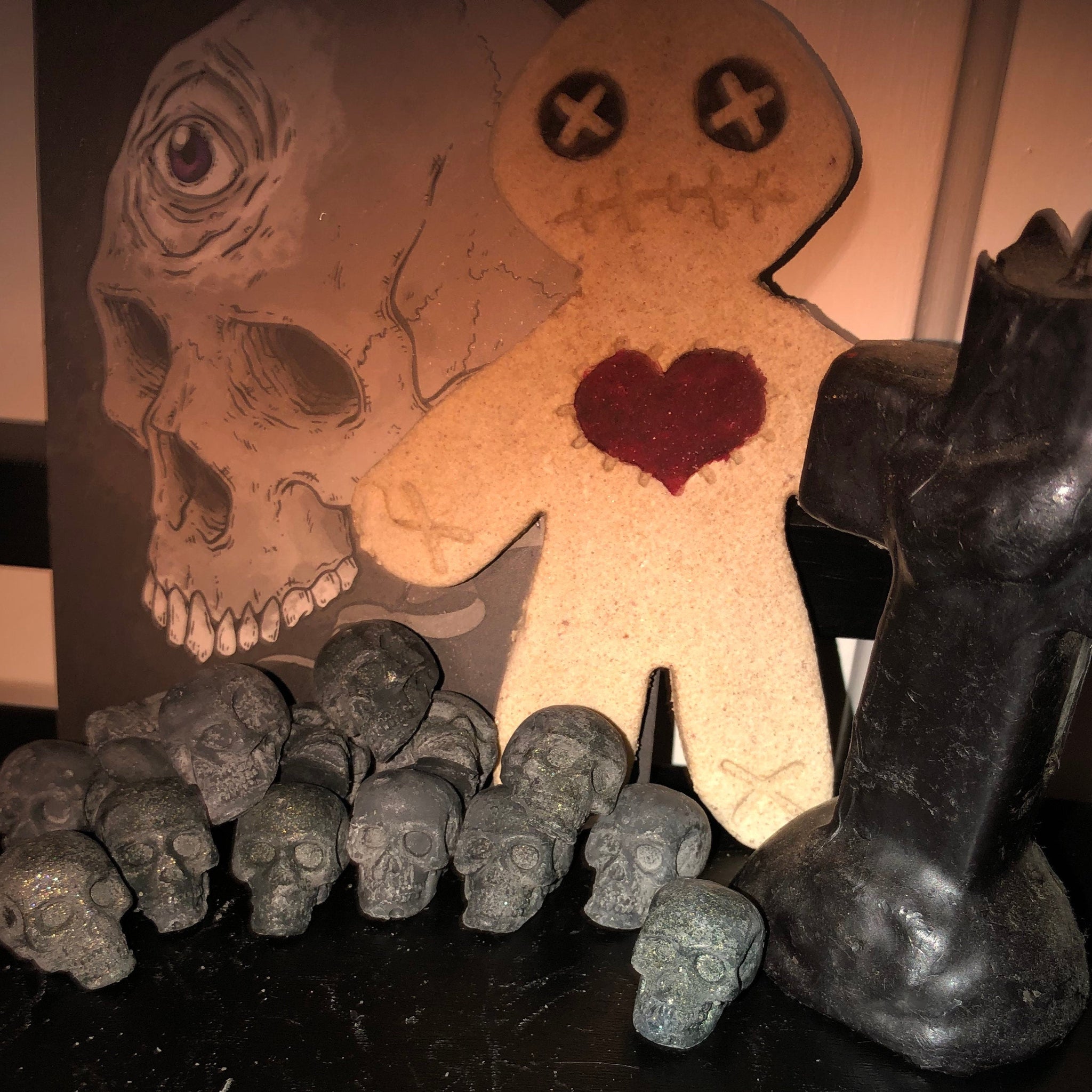 Black Cauldron mini skull wax melts goth Halloween Wicca Pagan