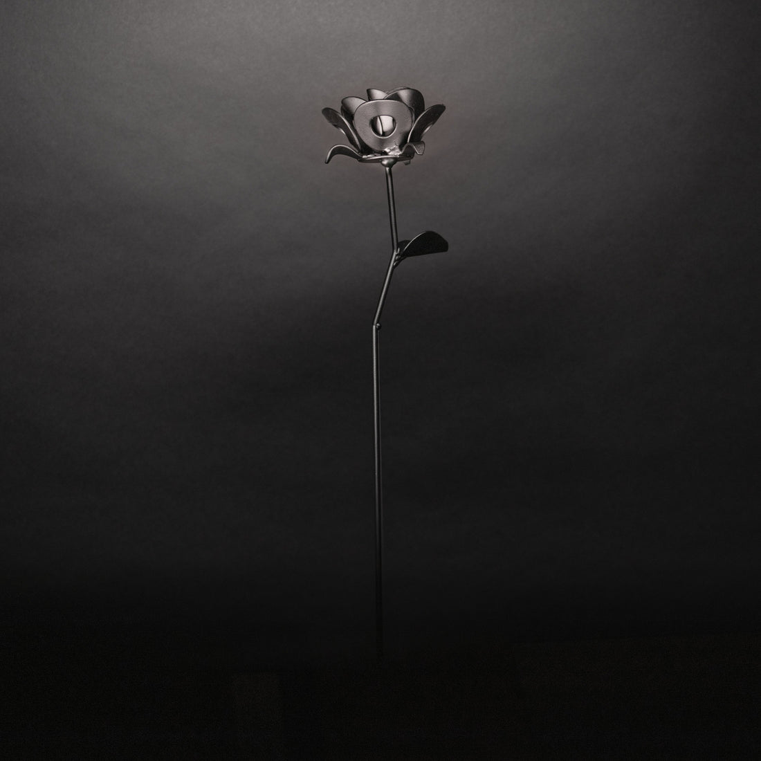 Matte Black Immortal Rose, Recycled Metal Rose, Steel Rose Sculpture,