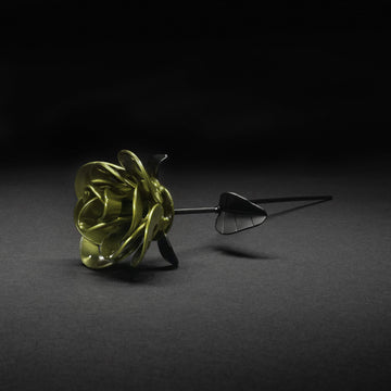 Pear and Black Immortal Rose, Recycled Metal Rose, Steel Rose