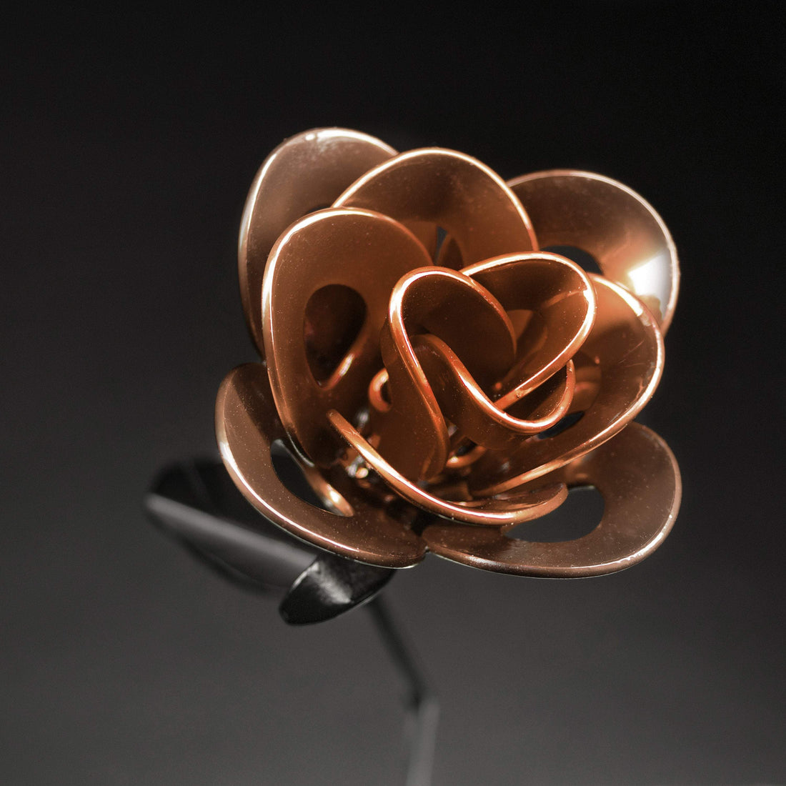 Orange and Black Immortal Rose, Recycled Metal Rose, Steel Rose