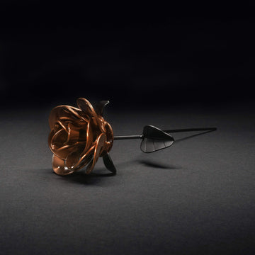 Orange and Black Immortal Rose, Recycled Metal Rose, Steel Rose