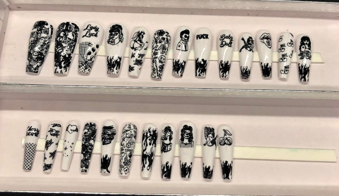 Pinup themed press on nails