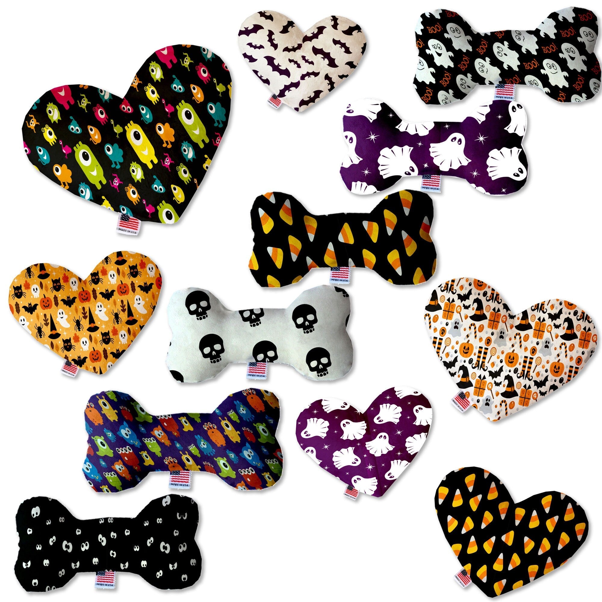 Halloween Pet & Dog Plush Heart or Bone Toy, "Trick-Or-Treat Group"