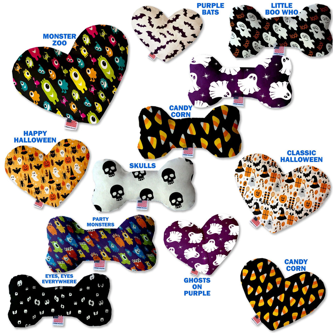 Halloween Pet & Dog Plush Heart or Bone Toy, "Trick-Or-Treat Group"