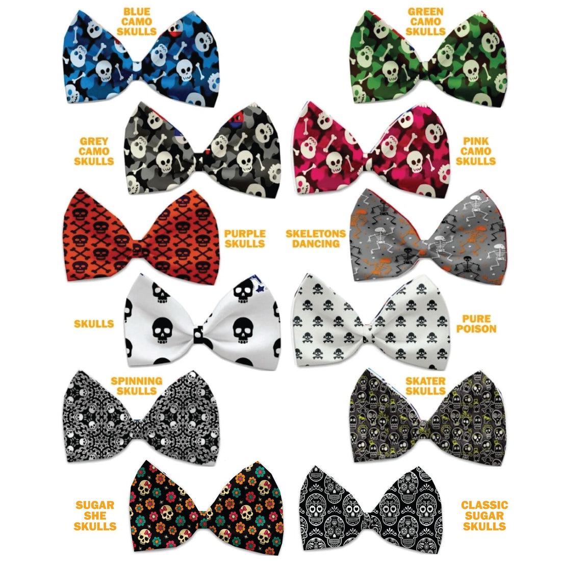 Halloween Pet, Dog and Cat Bow Ties, "Skulls Group" *Available in 12