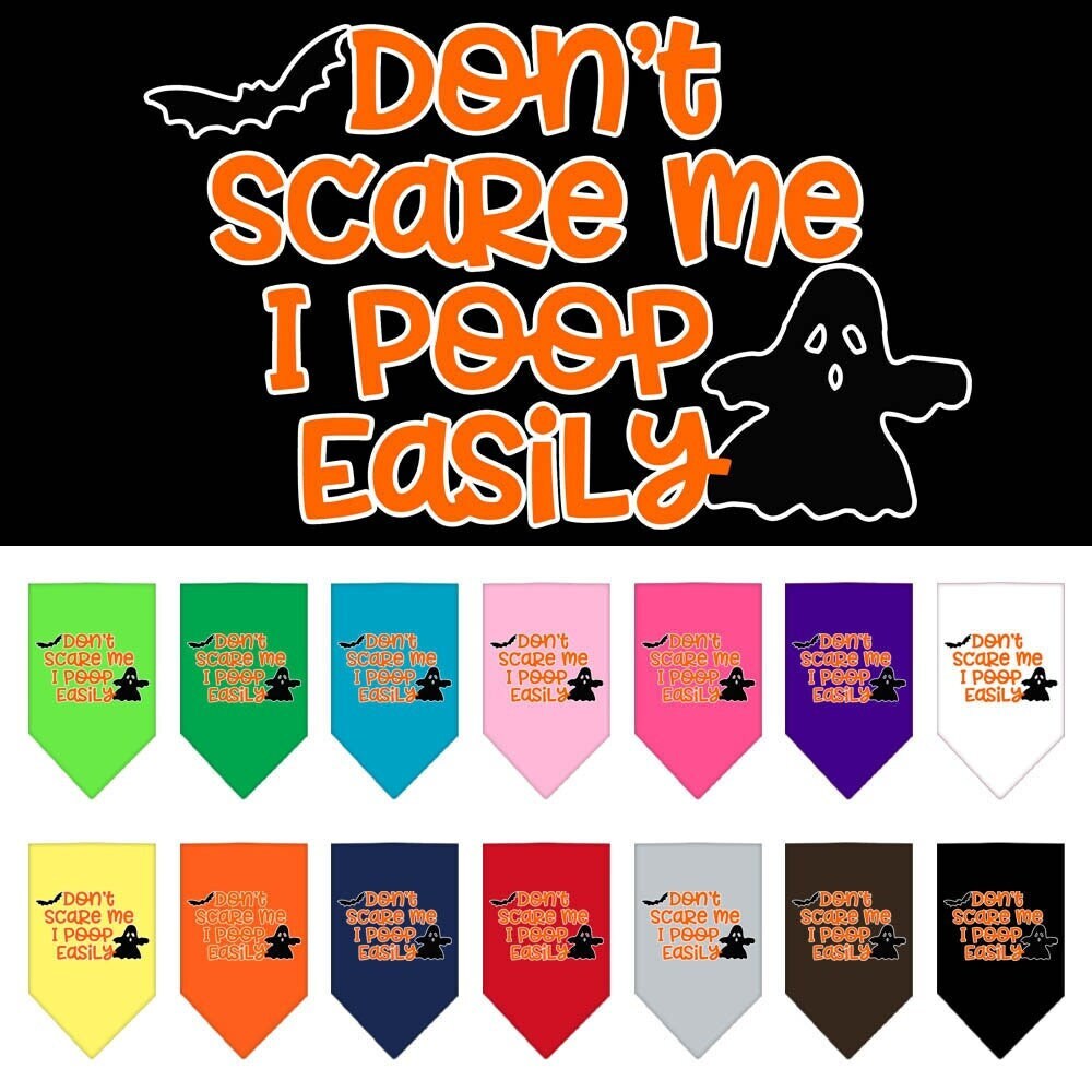 Halloween Pet and Dog Bandana Screen Printed, "Don't Scare Me, I Poop