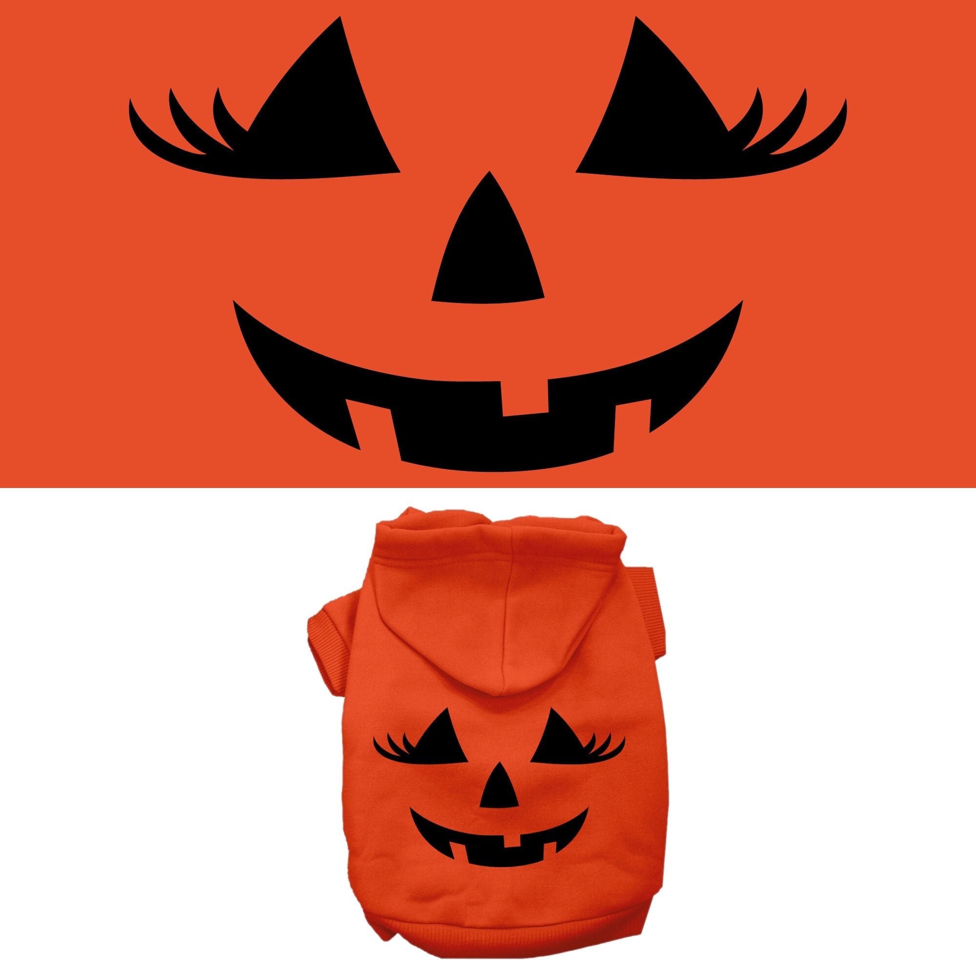 Halloween Pet, Dog & Cat Hoodie Screen Printed, "Pumpkin Face Her