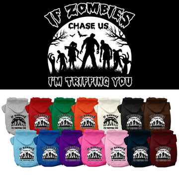 Halloween Pet, Dog & Cat Hoodie Screen Printed, "If Zombies Chase Us,