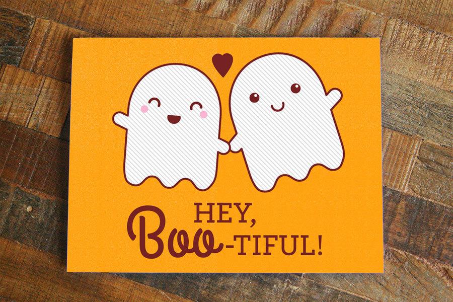 Funny Ghosts Love Card "Hey Boo-tiful"