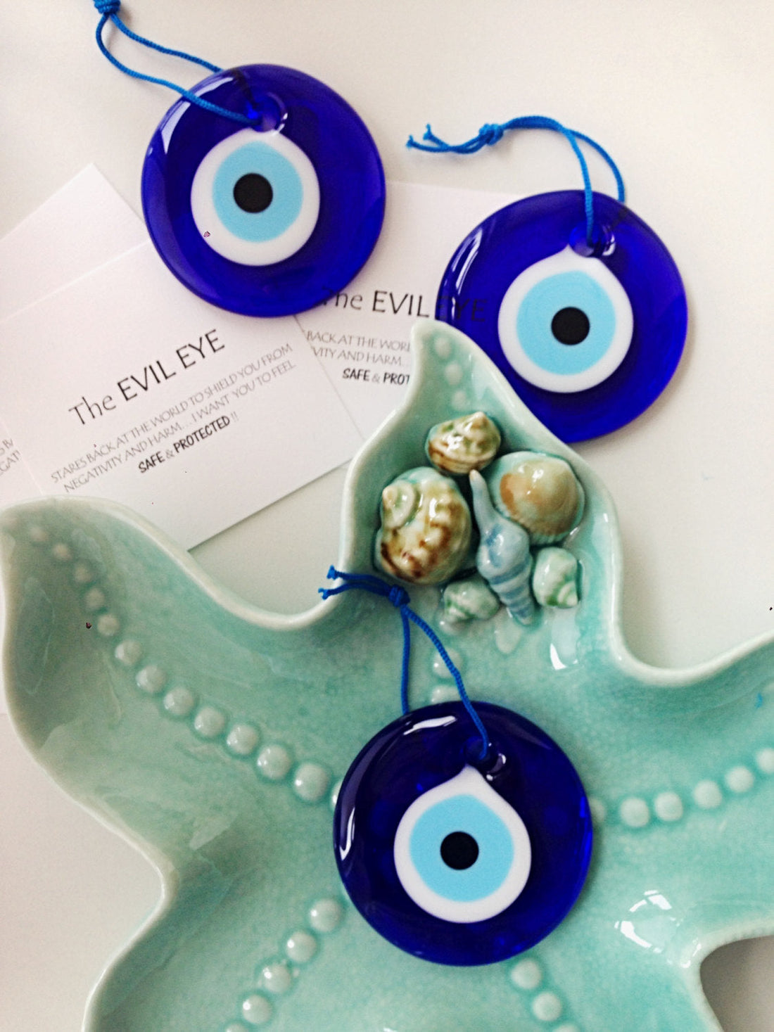 3 Pcs large evil eye beads 7cm, glass evil eye beads for home decor
