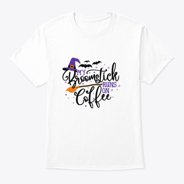 My Broomstick Runs On Coffee - Halloween T-shirt Design
