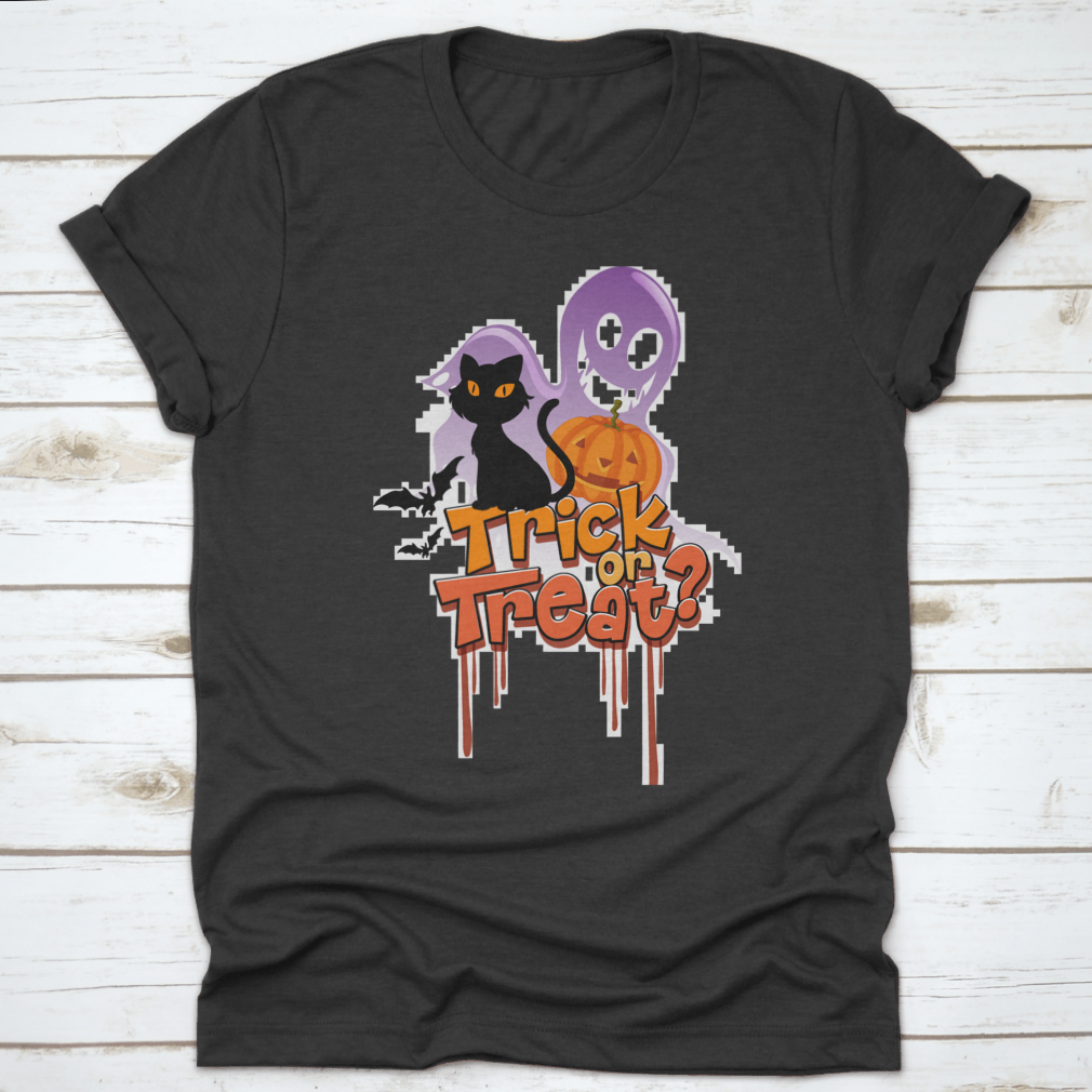 Trick Or Treat Word With Halloween Cat Logo Illustration