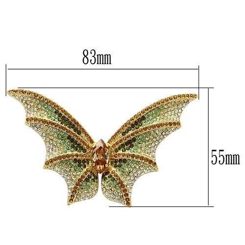 LO2400 - Gold White Metal Brooches with Top Grade Crystal  in Multi