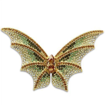 LO2400 - Gold White Metal Brooches with Top Grade Crystal  in Multi