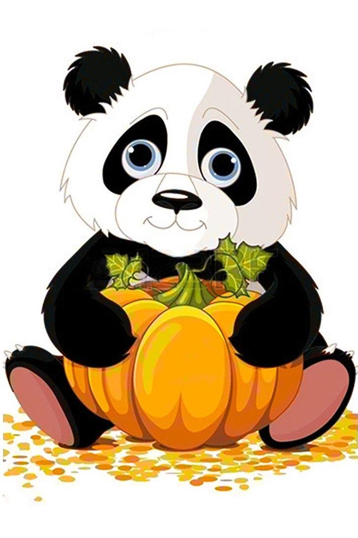 Panda with Pumpkin WD318 7.9 x 11.8 inches Wizardi Diamond Painting